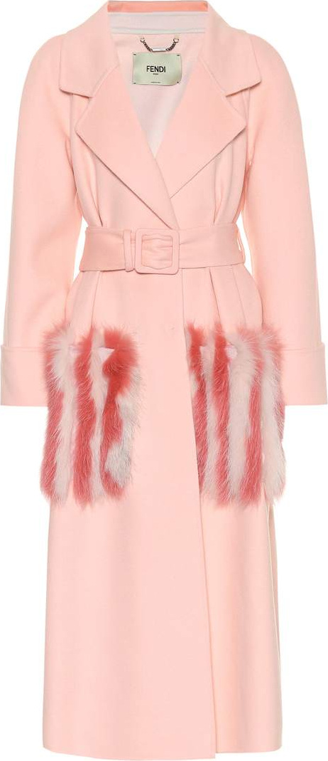 Fendi Fur-trimmed wool coat