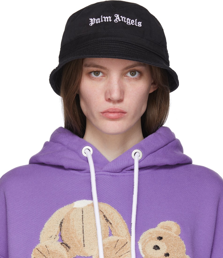 Palm Angels Black Classic Logo Bucket Hat