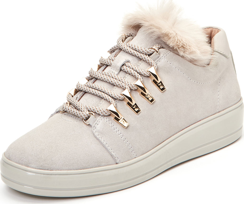 Taryn Rose Georgy Suede Low-Top Sneakers with Faux Fur