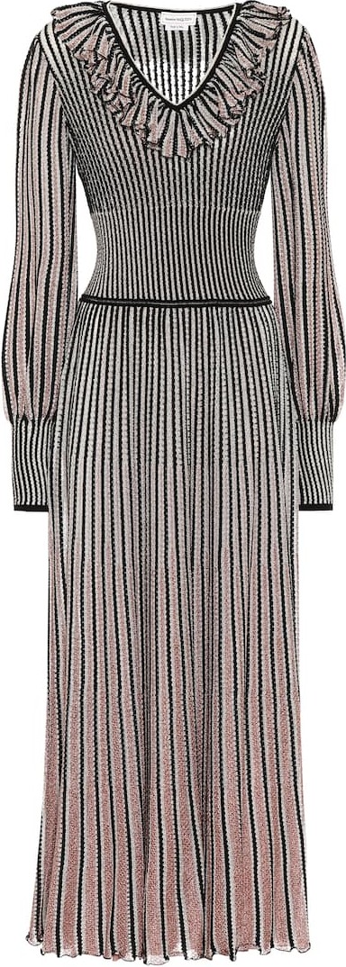 Alexander McQueen Striped metallic dress