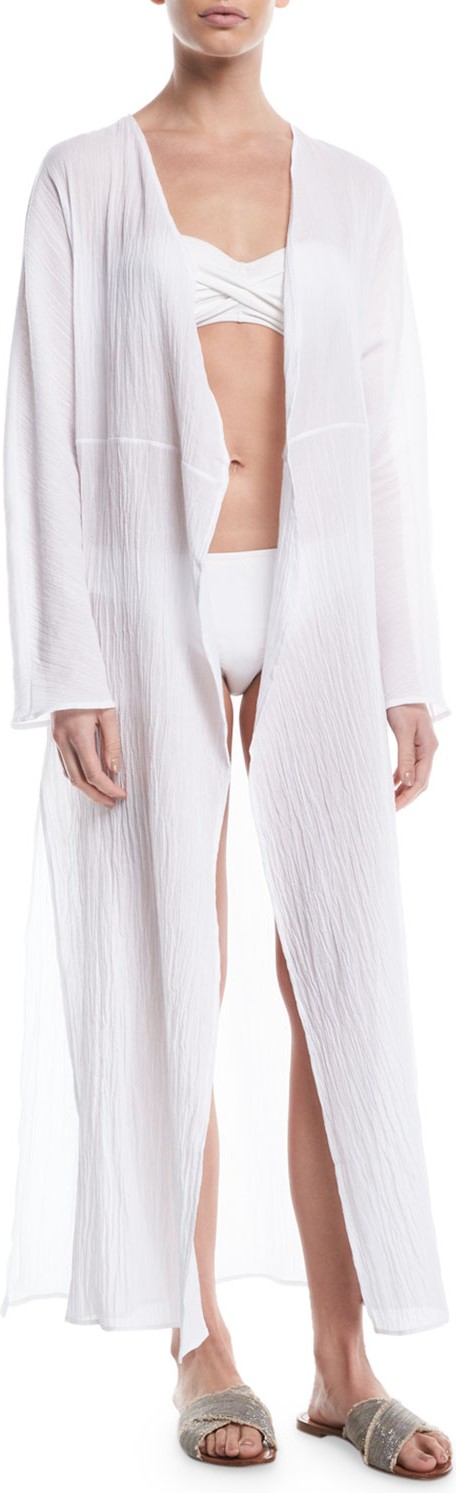 Pondicherie Mata Open-Front Long-Sleeve Swim Coverup