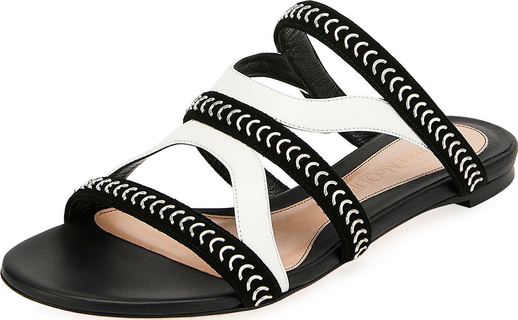 Alexander McQueen Flat Slide Sandals with Chain Detail