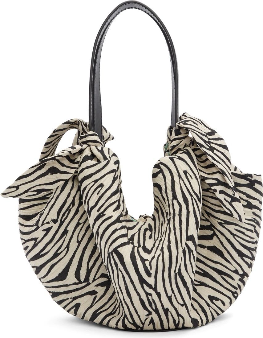 Nanushka Black & Off-White Zebra Mini Inda Scarf Tote