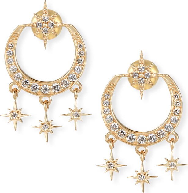 Sydney Evan 14k Gold Diamond Starburst Chandelier Earrings