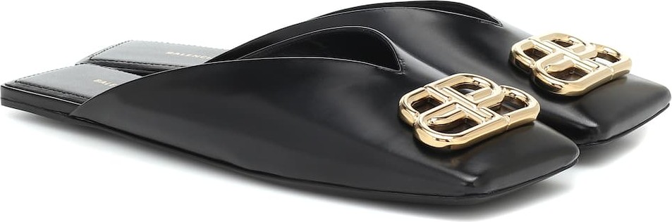 Balenciaga Double Square BB leather slippers