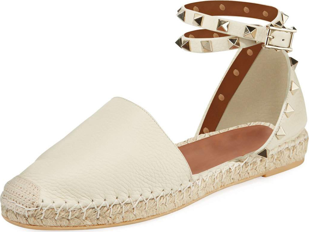 Valentino Rockstud Leather Espadrilles