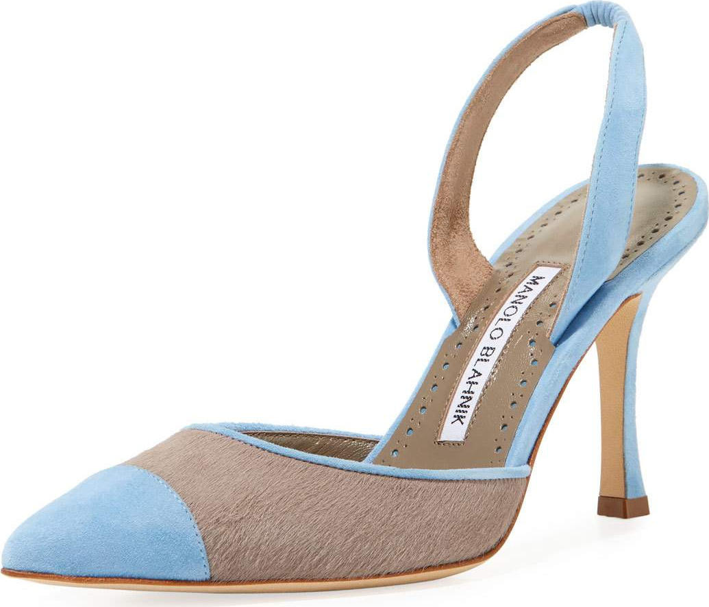 Manolo Blahnik Carolyne 90mm Calf Hair Halter Pump