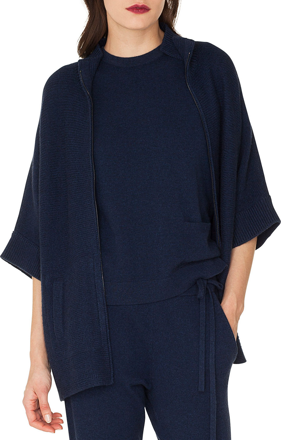 Akris Zip-Front Elbow-Sleeve Cashmere Cardigan