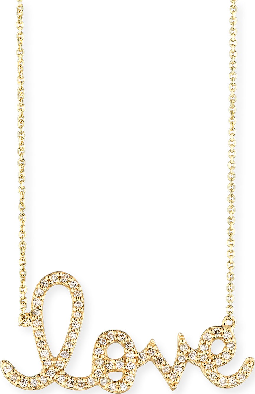 Sydney Evan Large 14k Yellow Gold & Diamond Love Necklace