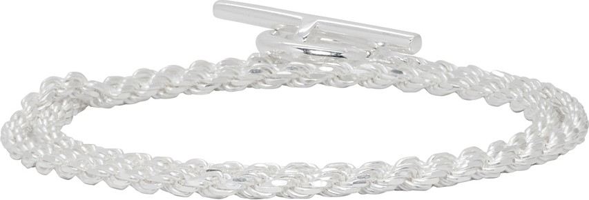 All Blues Silver Polished Rope Double Bracelet