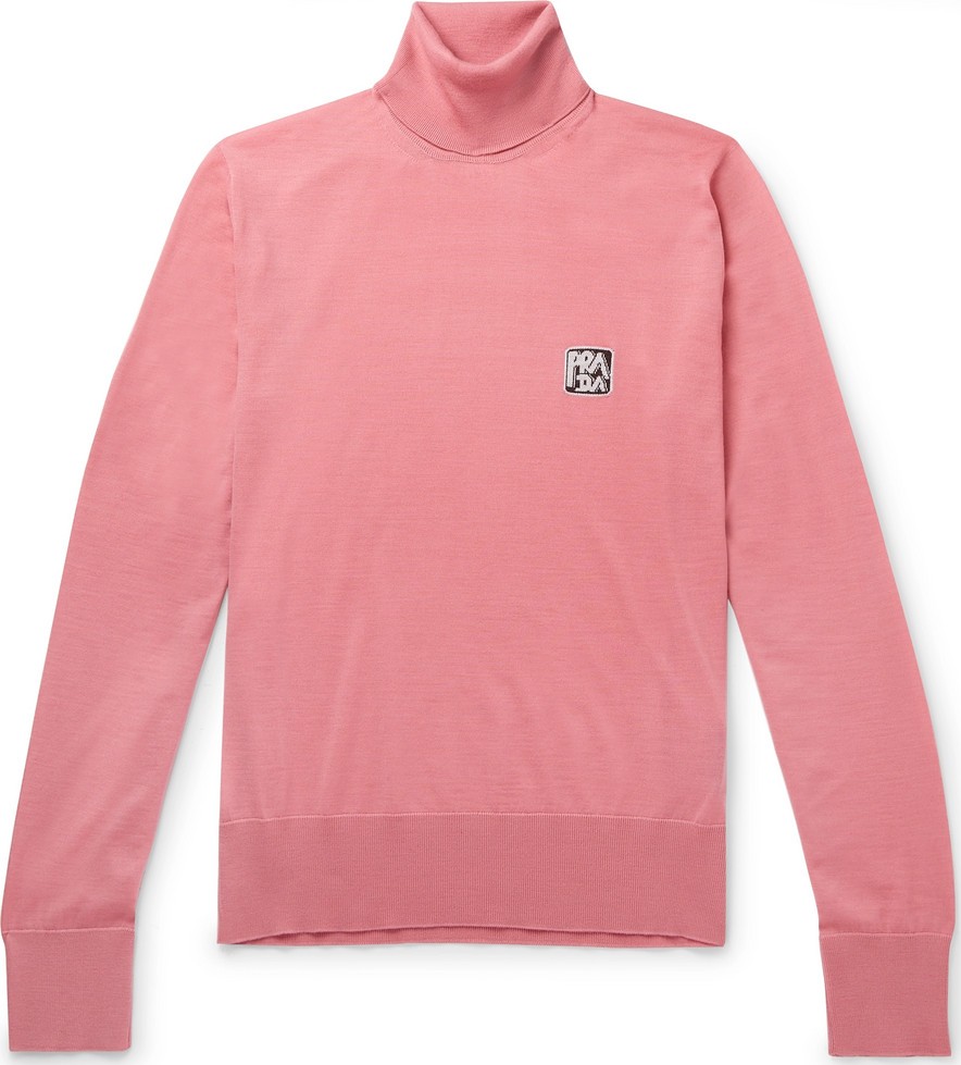 Prada Slim-Fit Logo-Intarsia Virgin Wool Rollneck Sweater