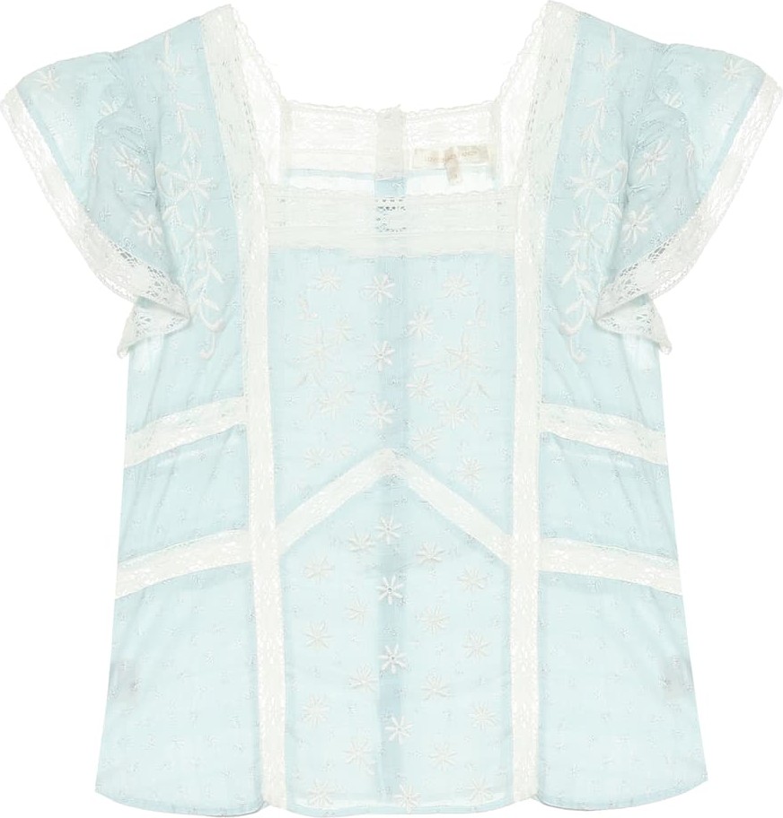 LOVESHACKFANCY Steffi lace-trimmed cotton blouse