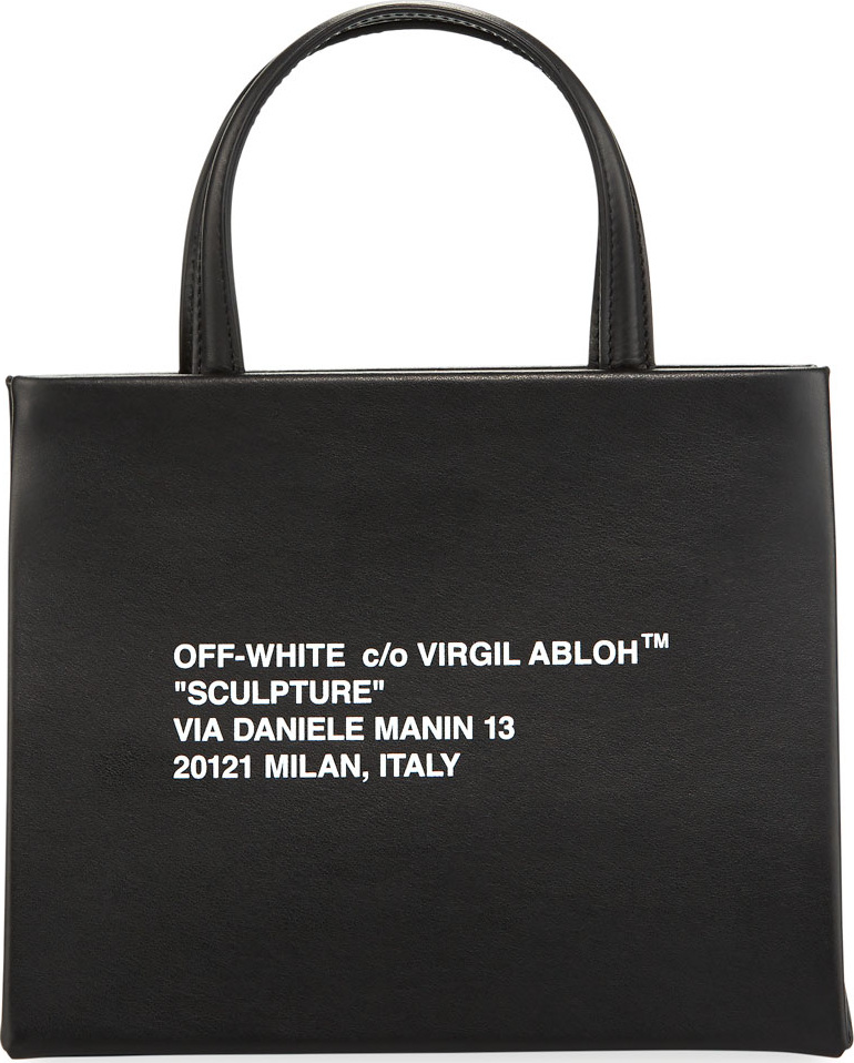 Off White Small Diagonal-Stripe Box Tote Bag