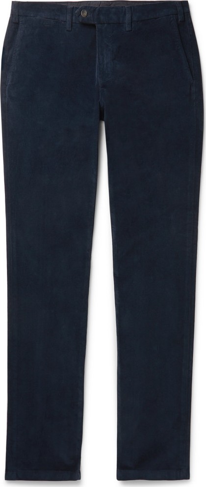 Canali Navy Cotton-Blend Corduroy Trousers