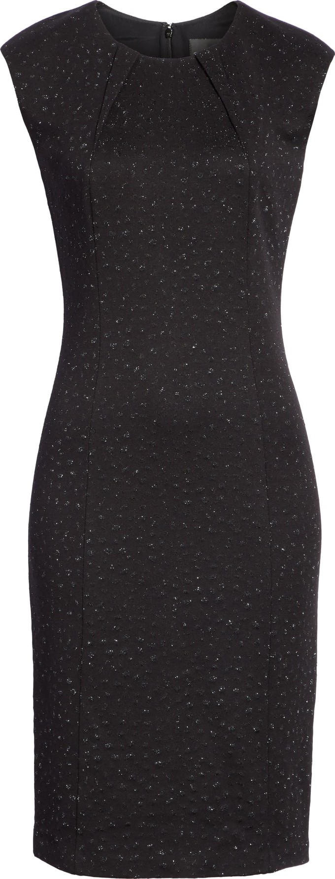 St. John Blister Knit Metallic Jacquard Dress