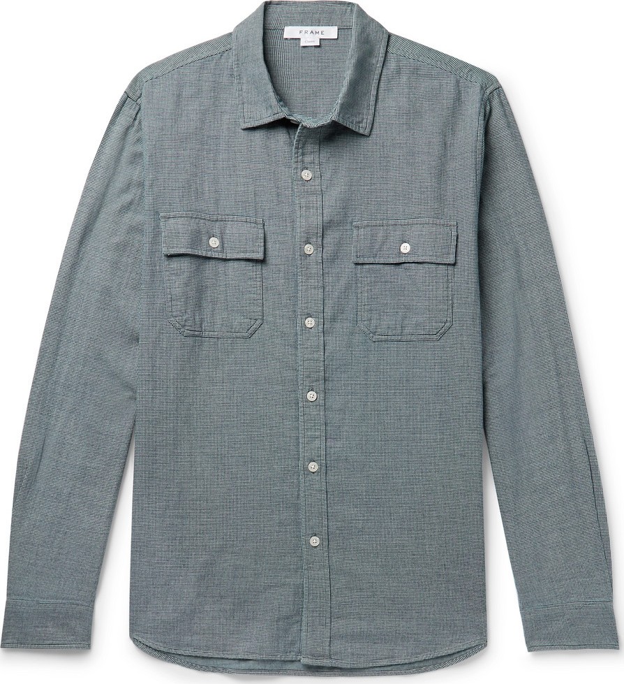 FRAME DENIM Indigo-Dyed Puppytooth Cotton Shirt