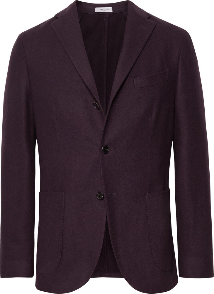 Boglioli Merlot K-Jacket Slim-Fit Garment-Dyed Felted Wool Blazer