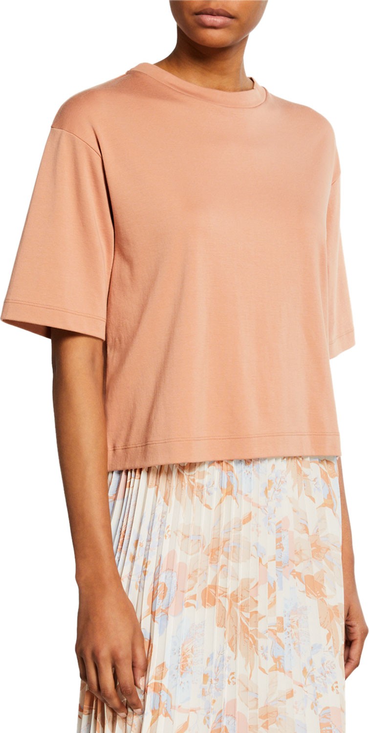 Vince Wide-Sleeve Crop Crewneck Tee