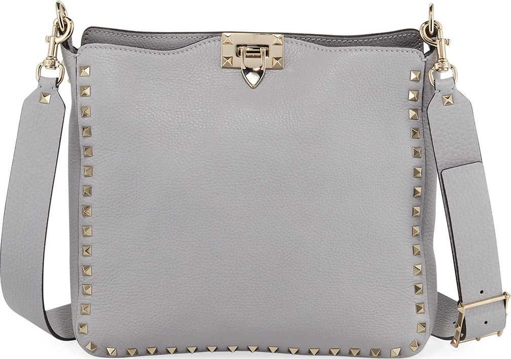 Valentino Rockstud Small Vitello Leather Hobo Bag