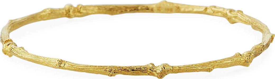 K Brunini 18k Yellow Gold Twig Bangle Bracelet with Diamonds