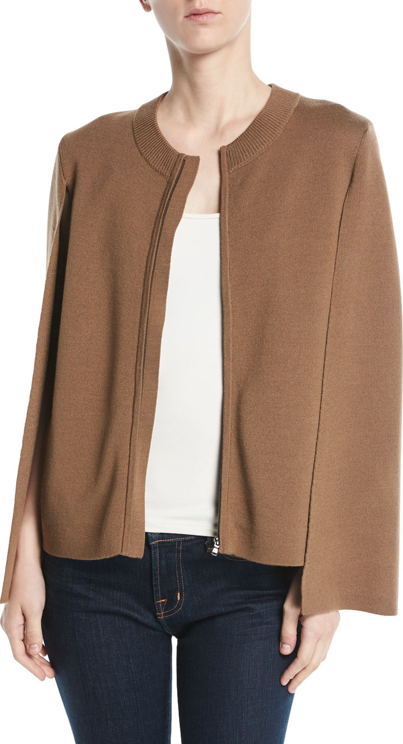 KOBI HALPERIN Donna Zip Cardigan Sweater w/ Cape