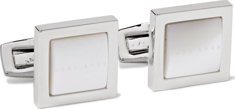 HUGO BOSS Silver-Tone Mother-of-Pearl Cufflinks