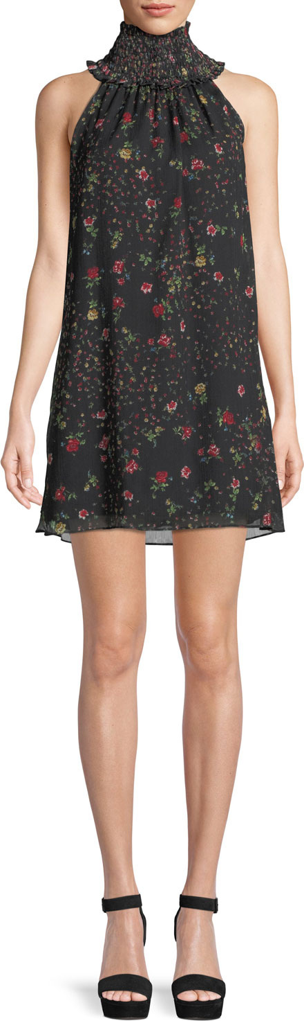 Bailey 44 Irina Floral Turtleneck Sleeveless Mini Dress