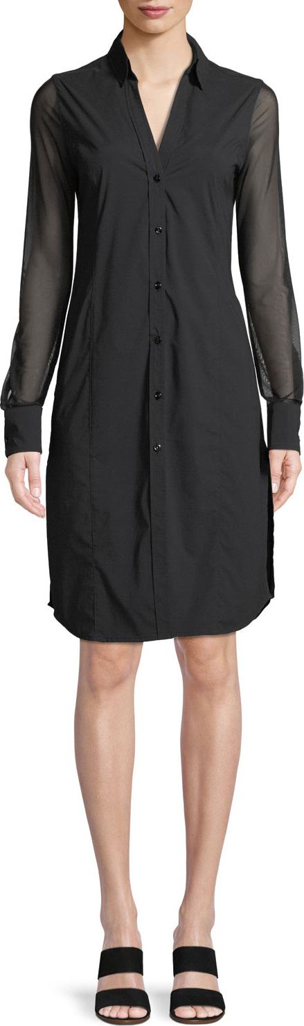 Anatomie Angie Mesh-Sleeve Shirtdress