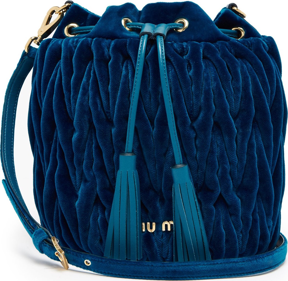 Miu Miu Matelassé velvet bucket bag