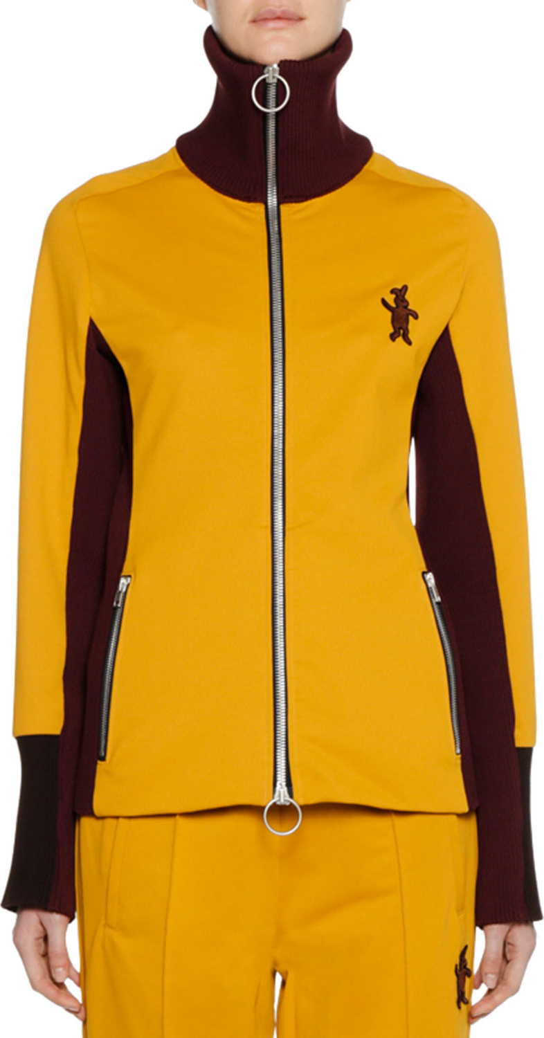Marni Zip-Front Bunny-Logo Techno Jersey Track Jacket