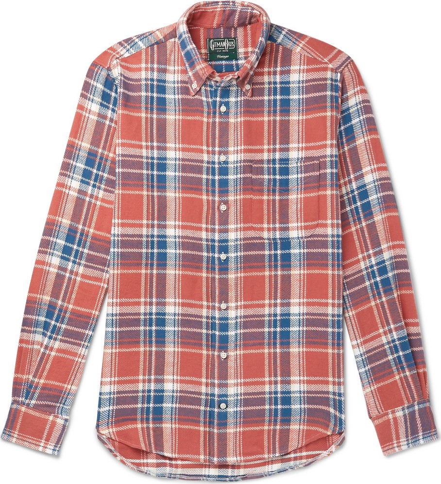 Gitman Vintage Button-Down Collar Checked Brushed Cotton-Flannel Shirt