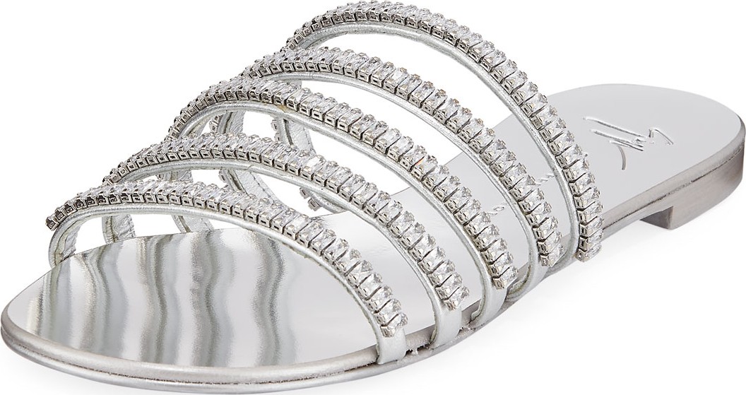 Giuseppe Zanotti Crystal Metallic Flat Sandals