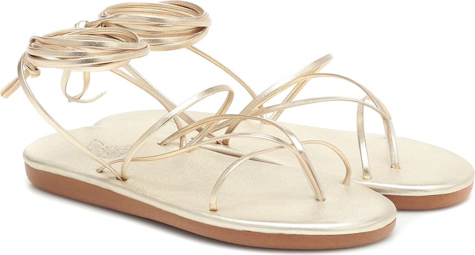 Ancient Greek Sandals String metallic leather sandals