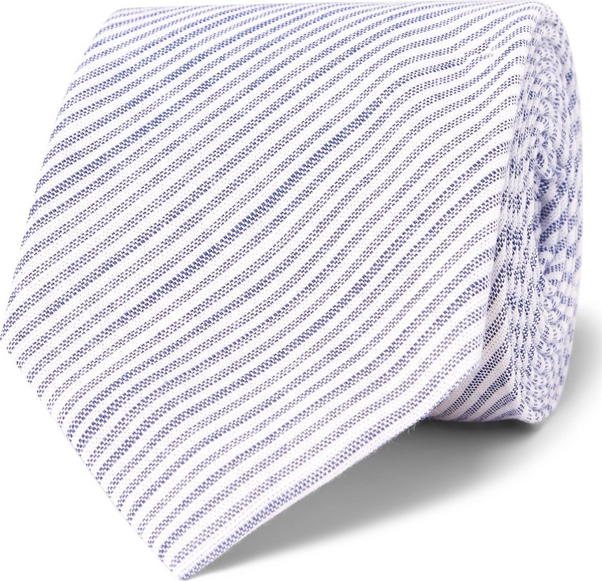 Oliver Spencer 8cm Conroy Striped Mélange Cotton Tie