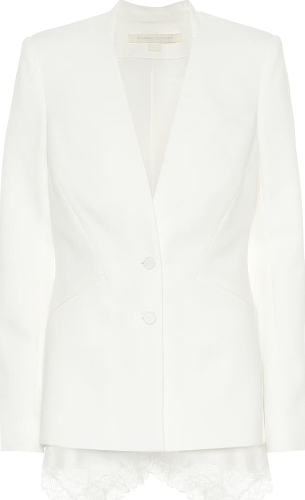 Jonathan Simkhai Lace-trimmed crêpe blazer