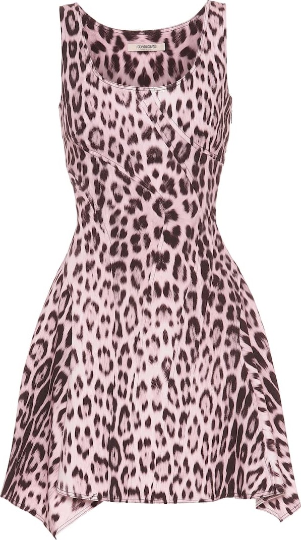 Roberto Cavalli Leopard-print denim minidress