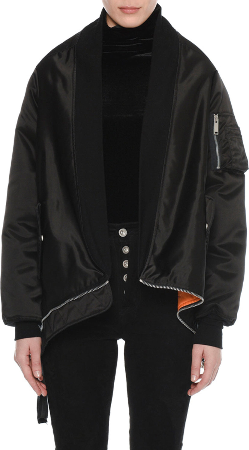 Unravel Long-Sleeve Nylon Bomber Cape Coat