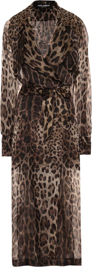 Dolce & Gabbana Leopard-print silk trench coat