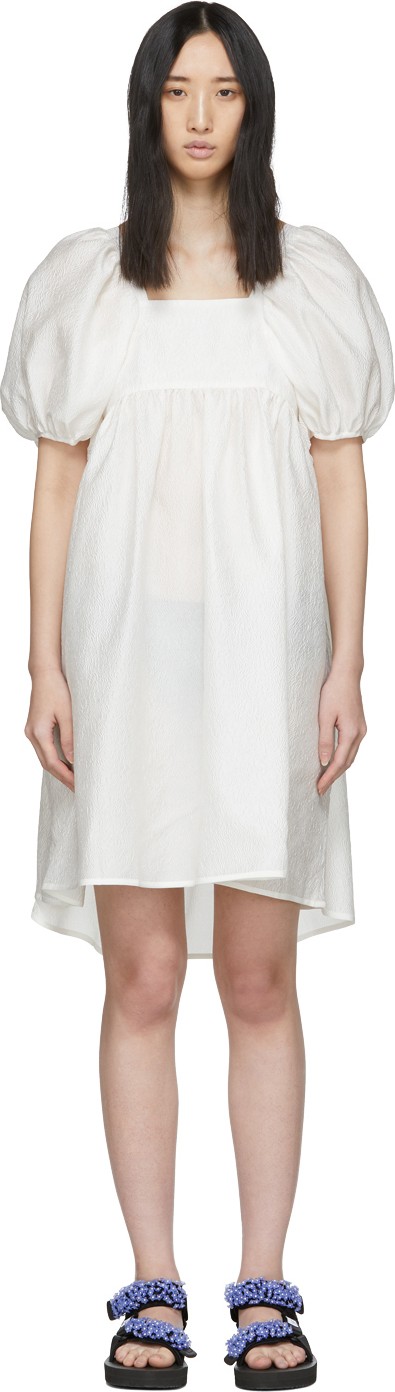 Cecilie Bahnsen White Silk Ragnhild Dress
