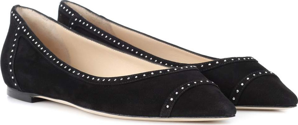 Jimmy Choo Romy Flat studded suede ballerinas