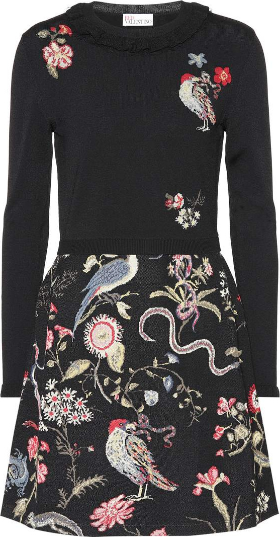 RED Valentino Embellished jacquard minidress