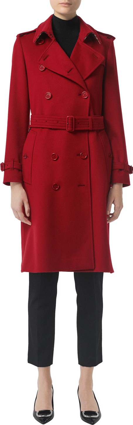 Burberry London England Kensington Cashmere Belted Trench Coat