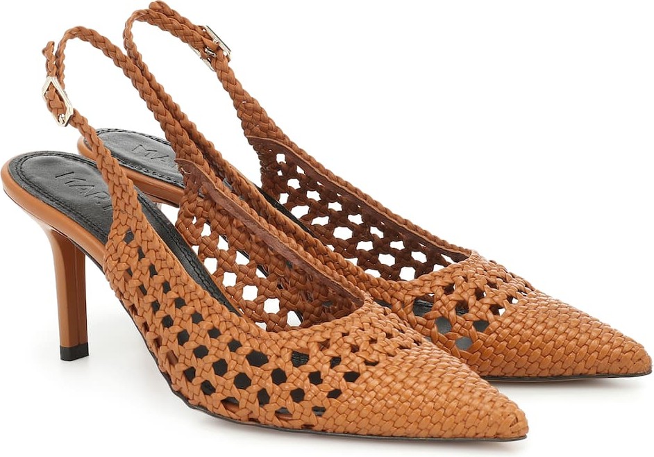 Souliers Martinez Badajoz woven leather slingback pumps