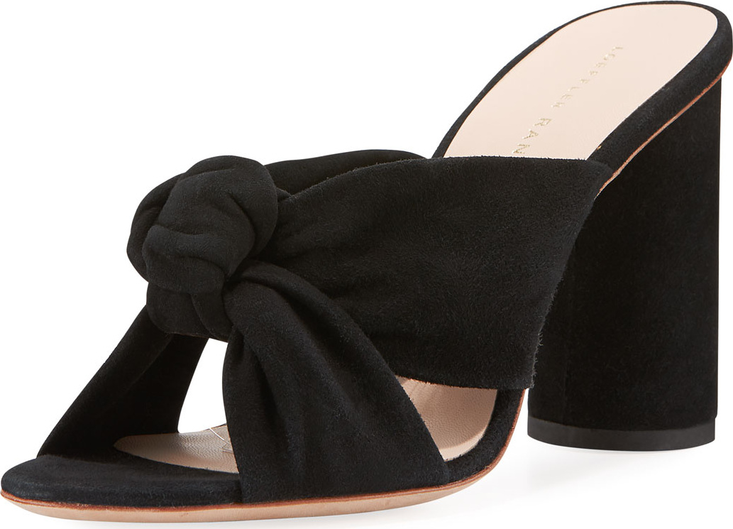 Loeffler Randall Coco Knotted Suede Block-Heel Slide Sandal
