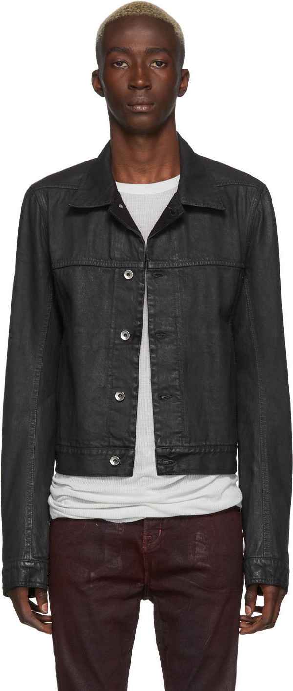 Rick Owens DRKSHDW Black Waxed Denim Worker Jacket