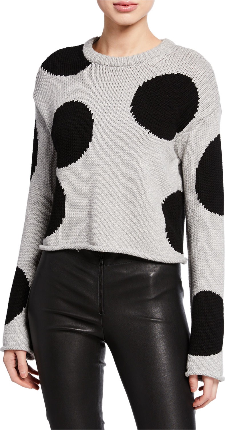 Derek Lam 10 Crosby Cropped Polka Dot Sweater