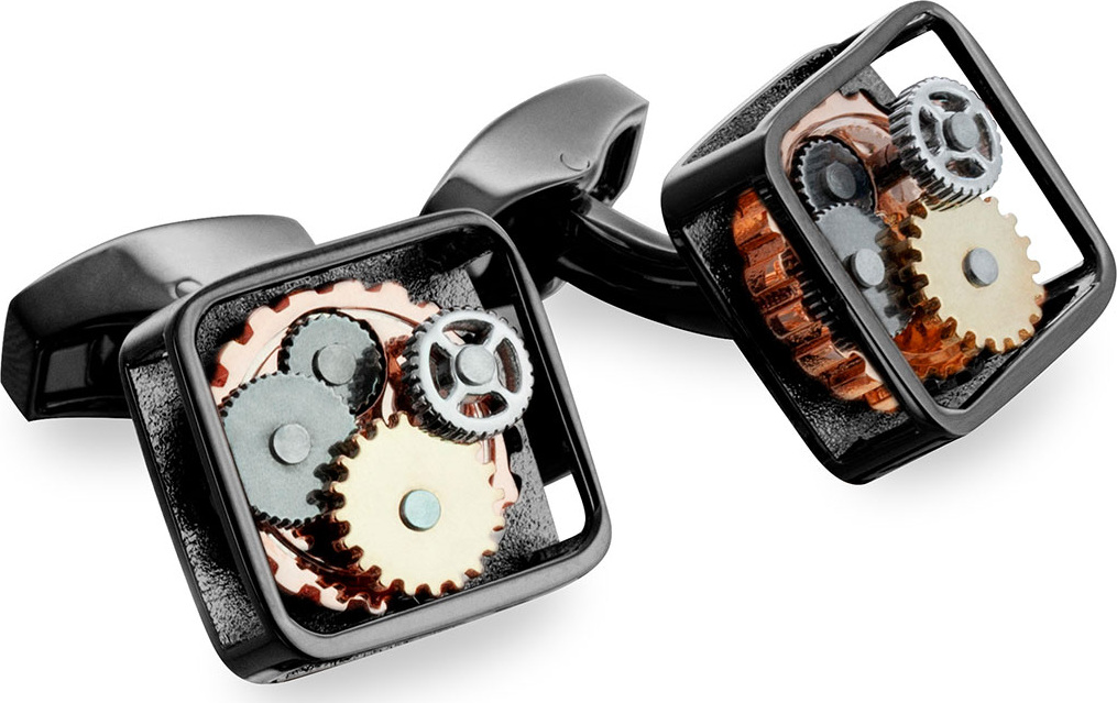 Tateossian Gunmetal Gear Cuff Links, Silvertone