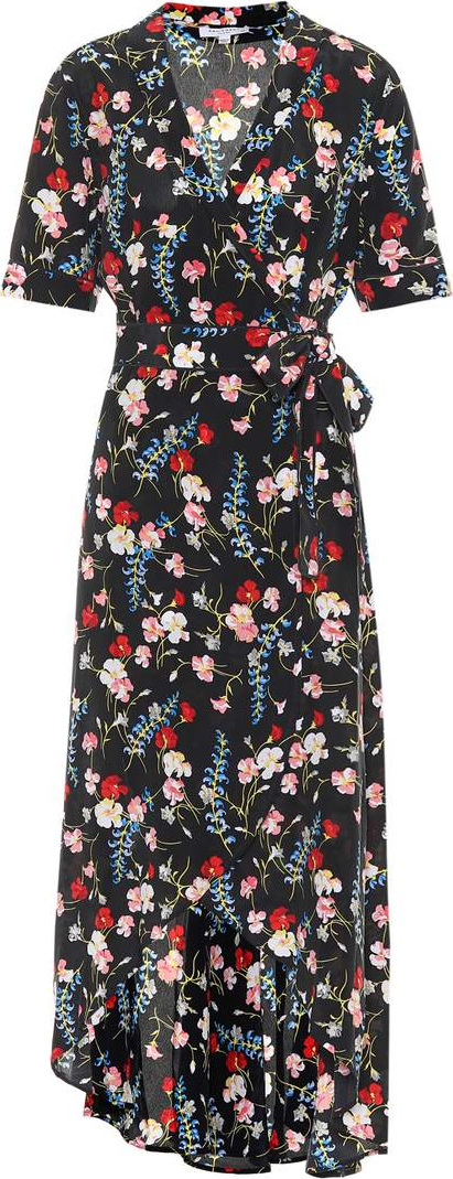 Equipment Floral silk wrap dress