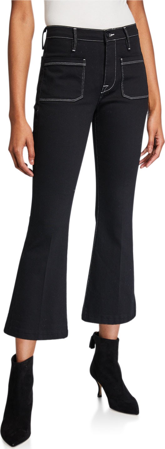 FRAME DENIM Bardot Crop Flare Jeans w/ Contrast Stitching