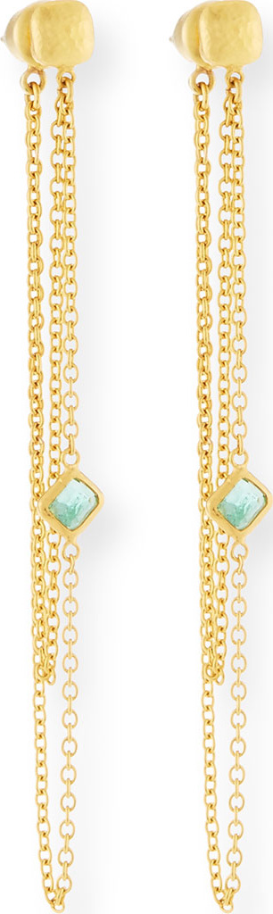 GURHAN Limited Edition 22k Elements Hue Double-Chain Earrings  with Emerald